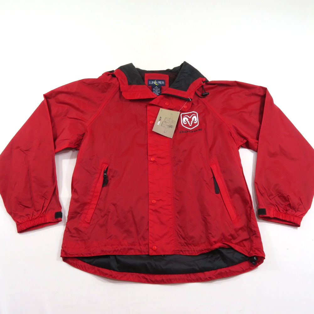 Dodge Ram Windbreaker Jacket Red Black Logo Luna Pier Brand Sz M New